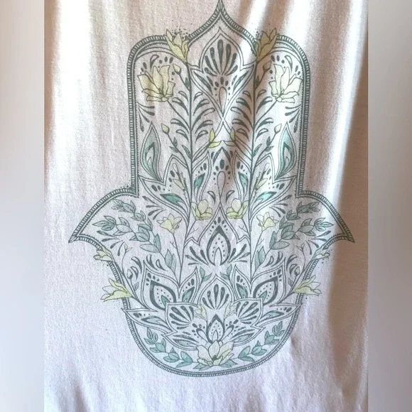 GAIAM Hamsa White & Green Flowy Yoga Tank Top Shirt Activewear Woman’s Size XL - Picture 2 of 9